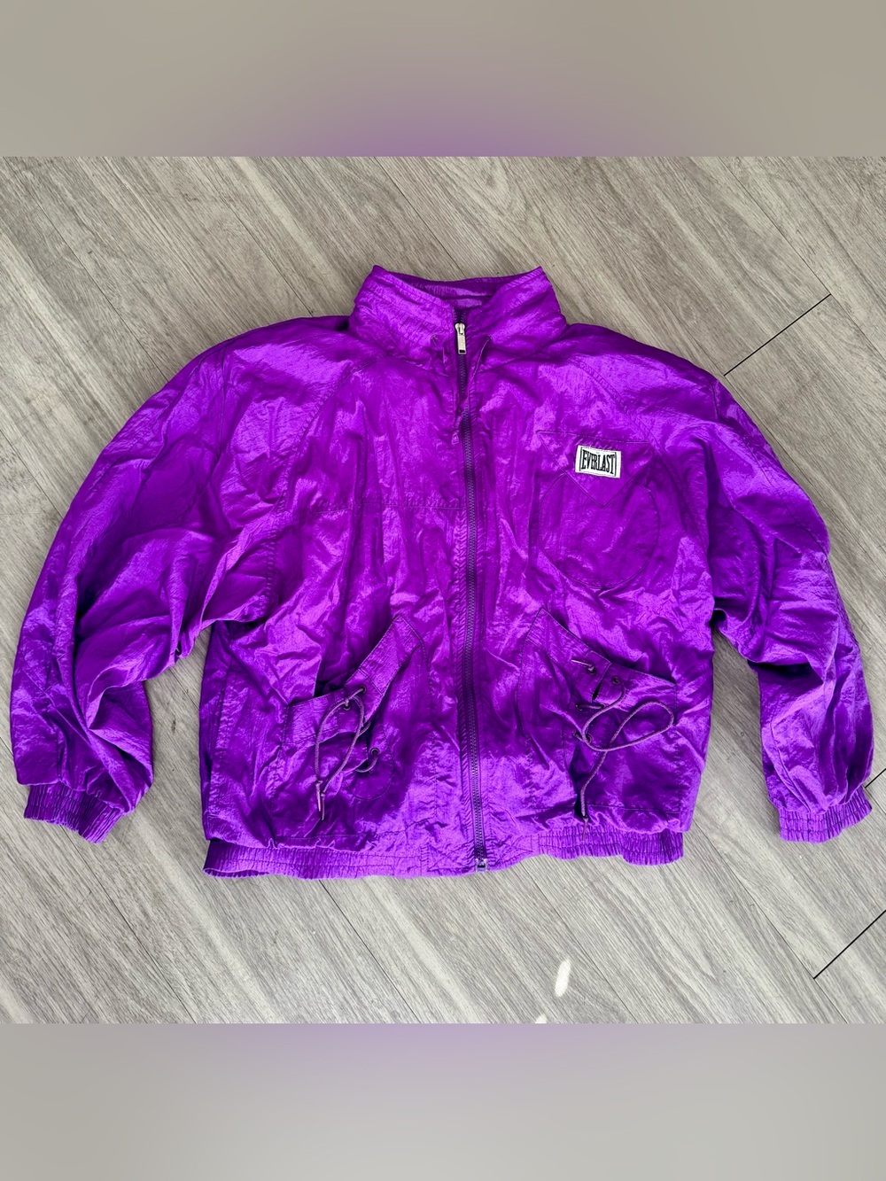 Vintage Everlast Purple Nylon Windbreaker Jacket 80s 90s Boxing Retro Womens L - Picture 2 of 5